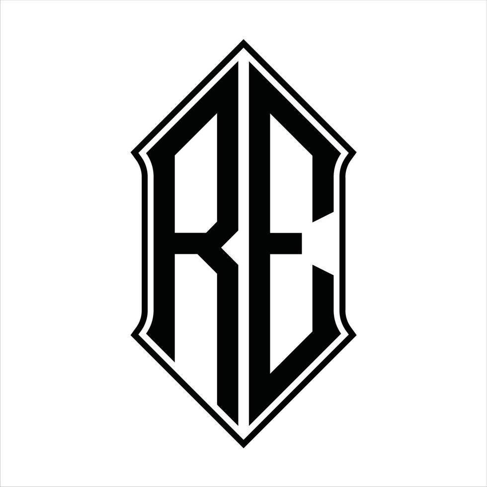 Logo monogram with shieldshape and outline design template vector icon abstract