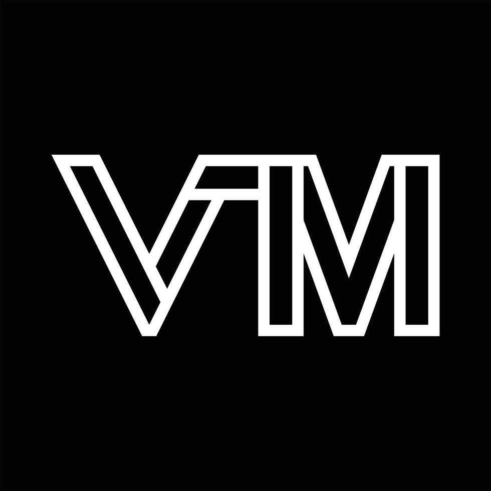 monograma del logotipo vm con espacio negativo de estilo de línea vector