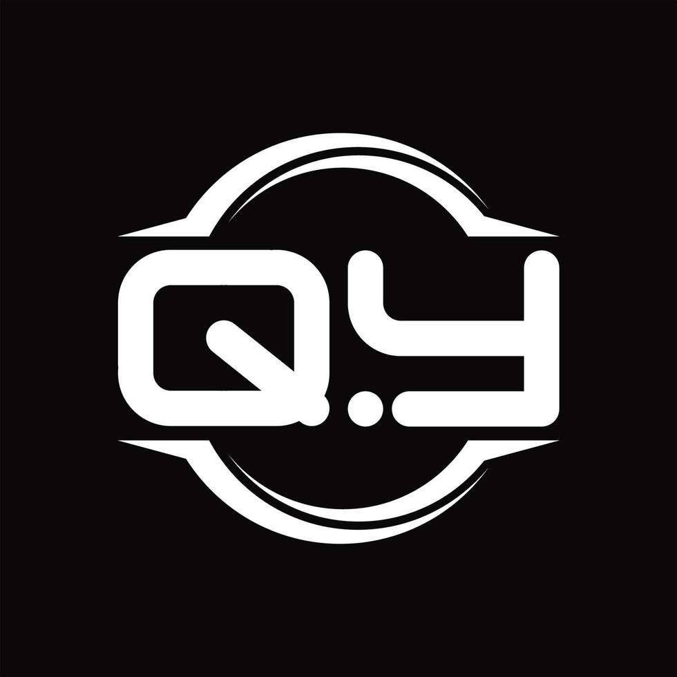 monograma de logotipo qy con plantilla de diseño de forma de rebanada redondeada de círculo vector