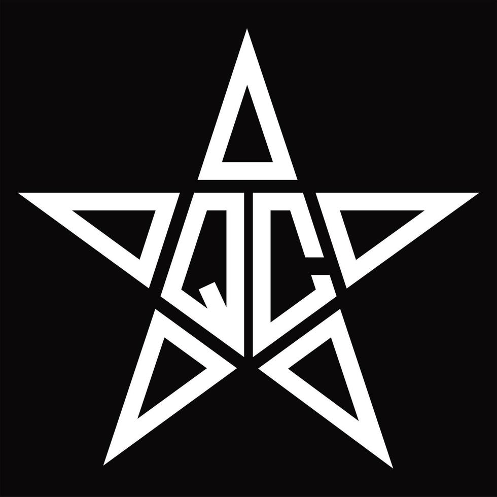QC Logo monogram with star shape design template vector