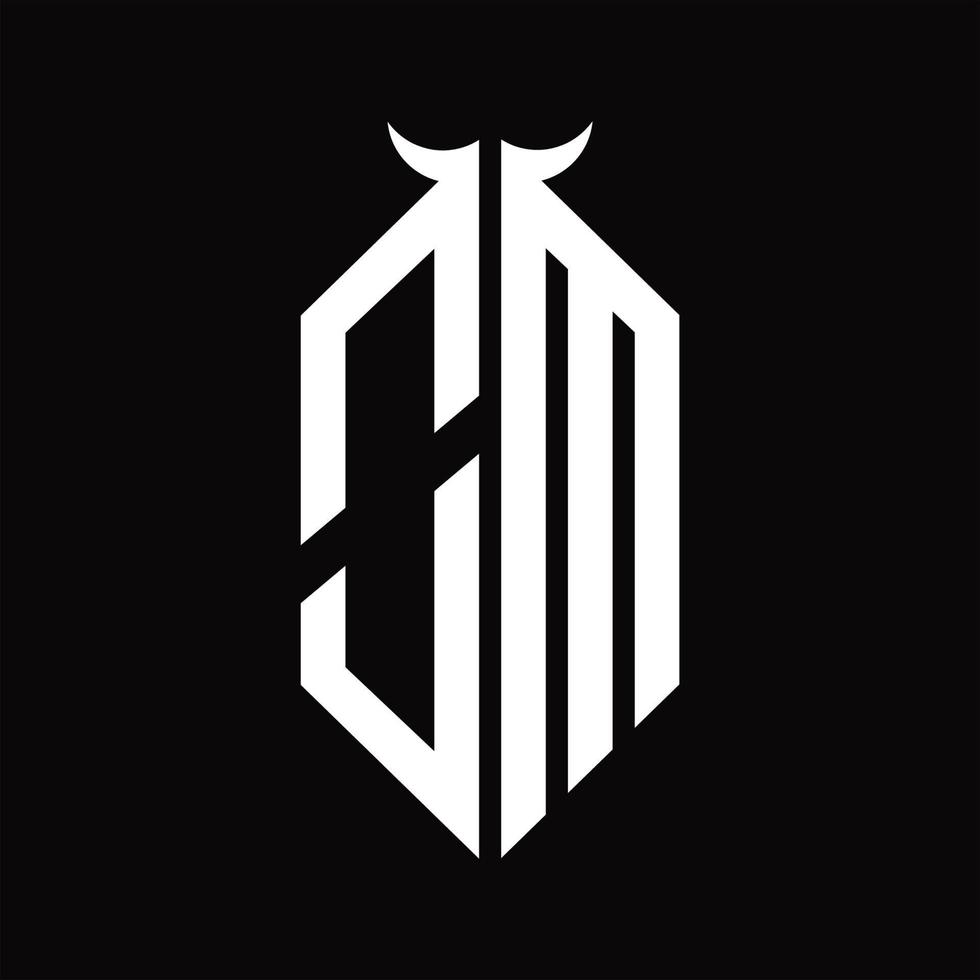monograma del logotipo om con plantilla de diseño en blanco y negro aislada en forma de cuerno vector