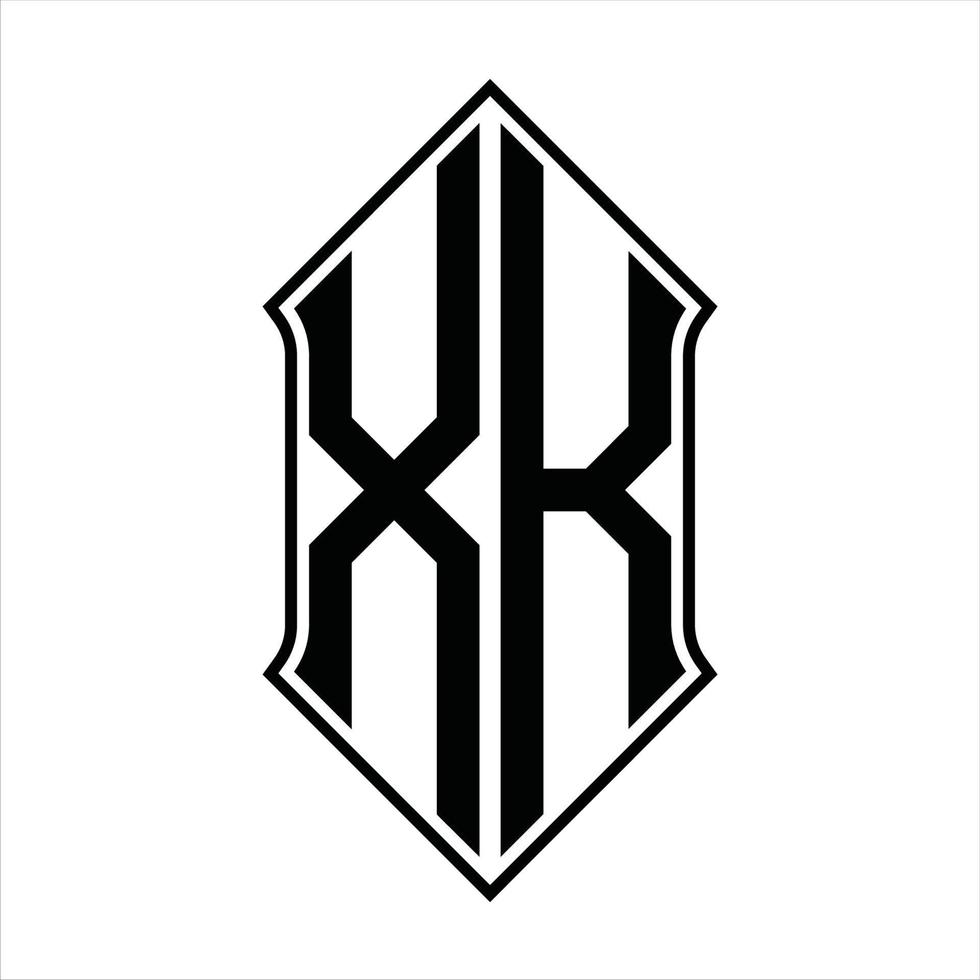 XK Logo monogram with shieldshape and outline design template vector icon abstract