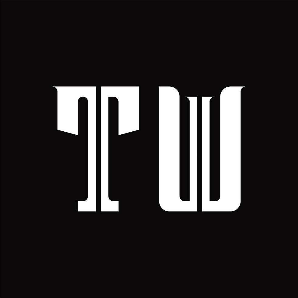 monograma de logotipo tw con plantilla de diseño de corte medio vector