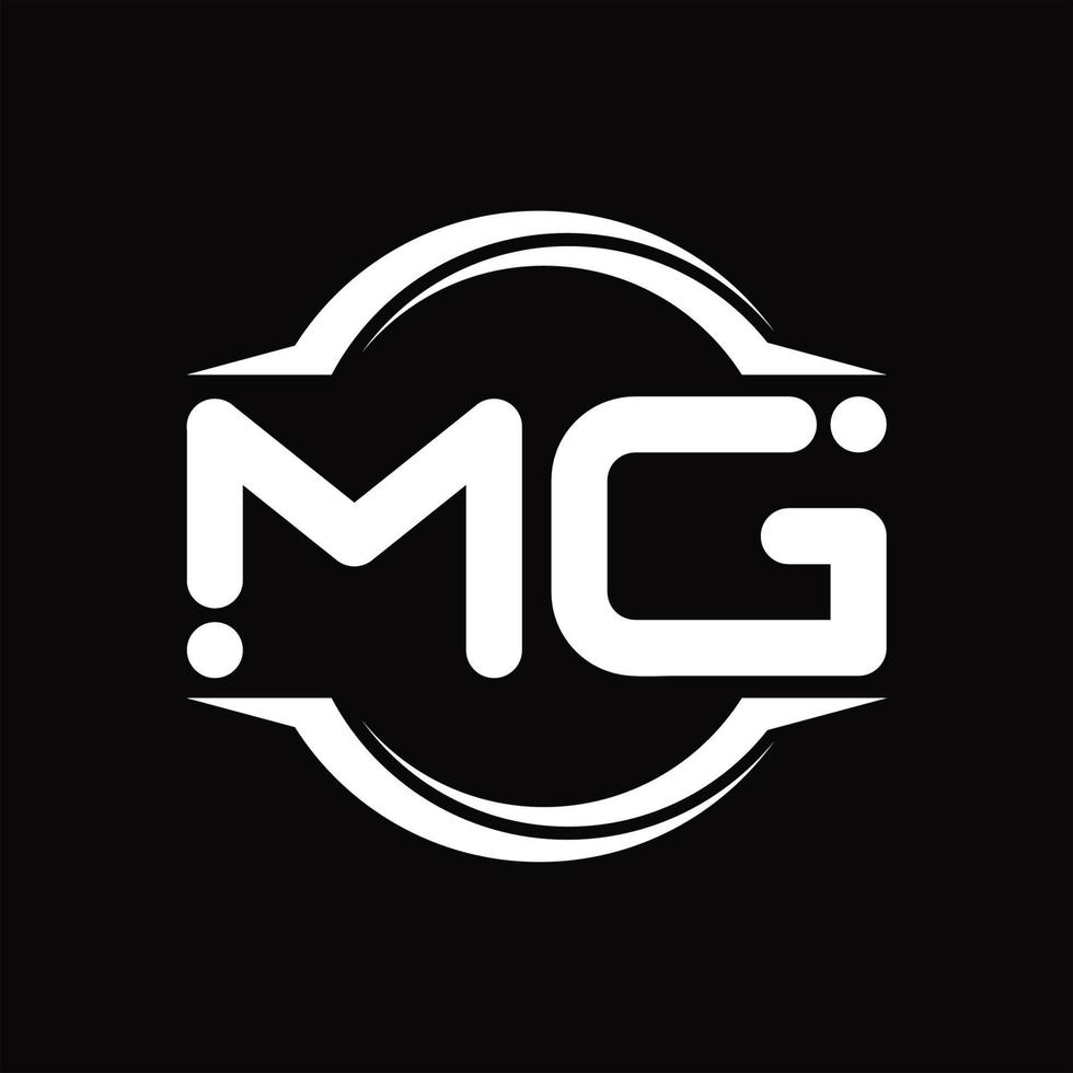 monograma del logotipo mg con plantilla de diseño de forma de corte redondeado circular vector