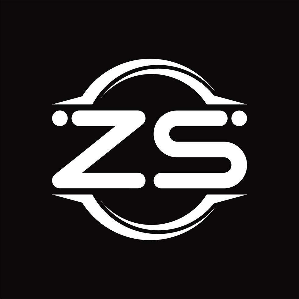 monograma del logotipo zs con plantilla de diseño de forma de corte redondeado circular vector