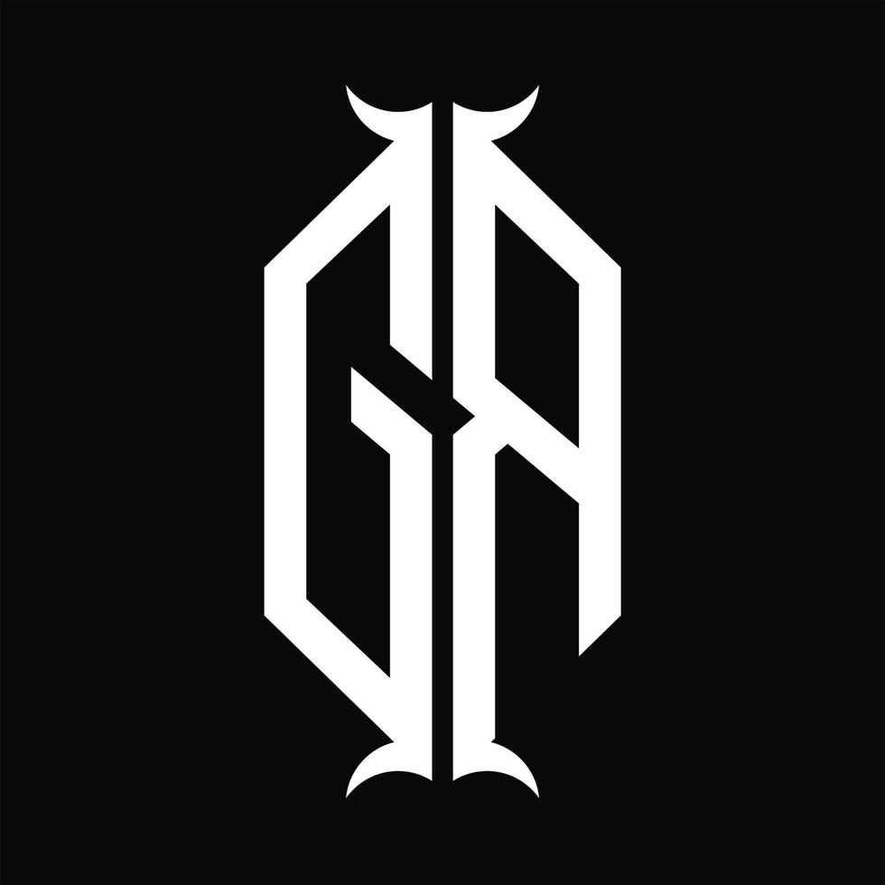 GR Logo monogram with horn shape design template vector
