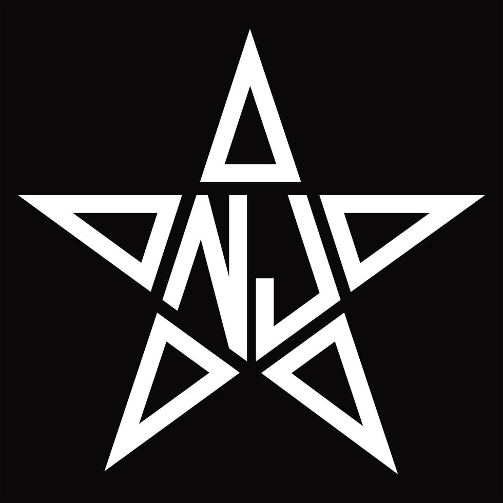 NJ Logo monogram with star shape design template vector