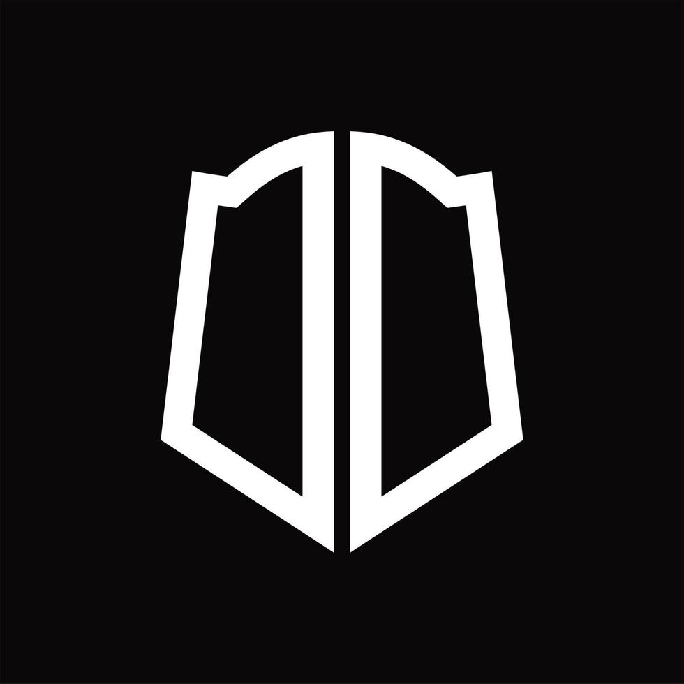 DD Logo monogram with shield shape ribbon design template vector