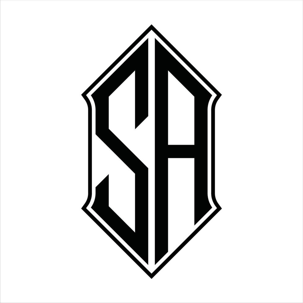 Logo monogram with shieldshape and outline design template vector icon abstract