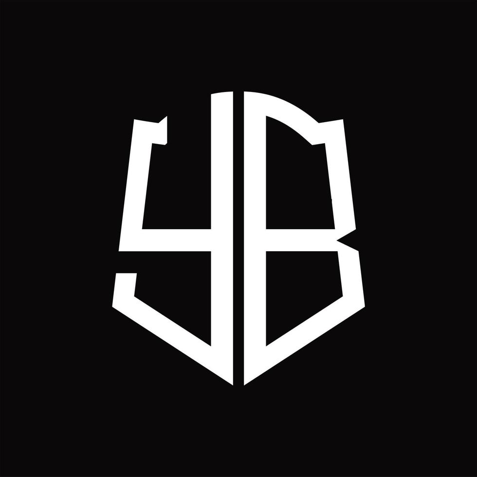 YB Logo monogram with shield shape ribbon design template vector