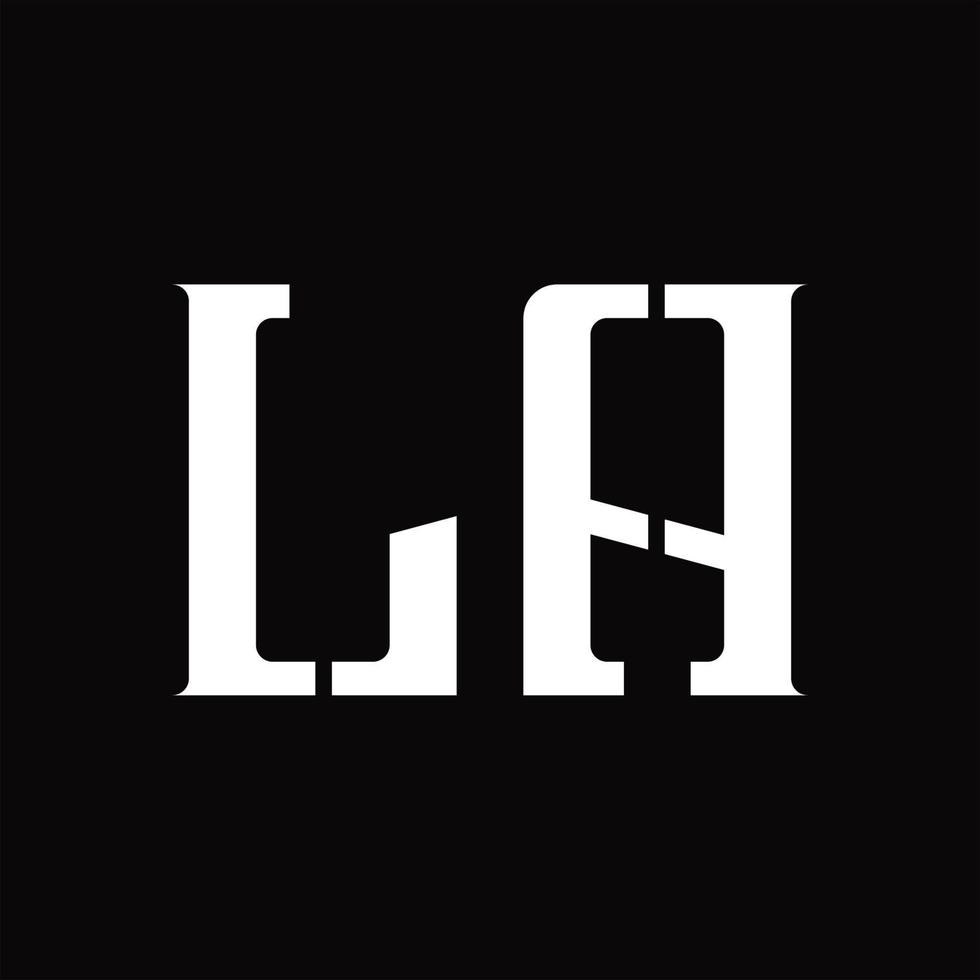 LA Logo monogram with middle slice design template vector