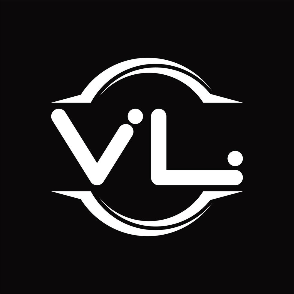 VL Logo monogram with circle rounded slice shape design template vector