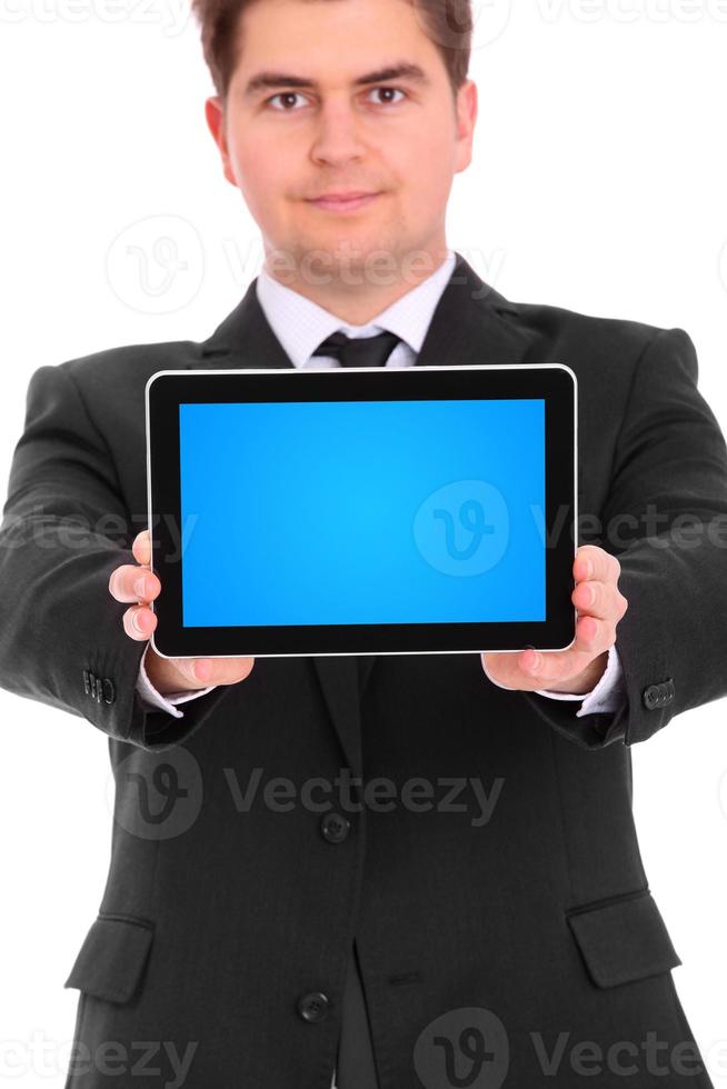 Man with tablet device photo