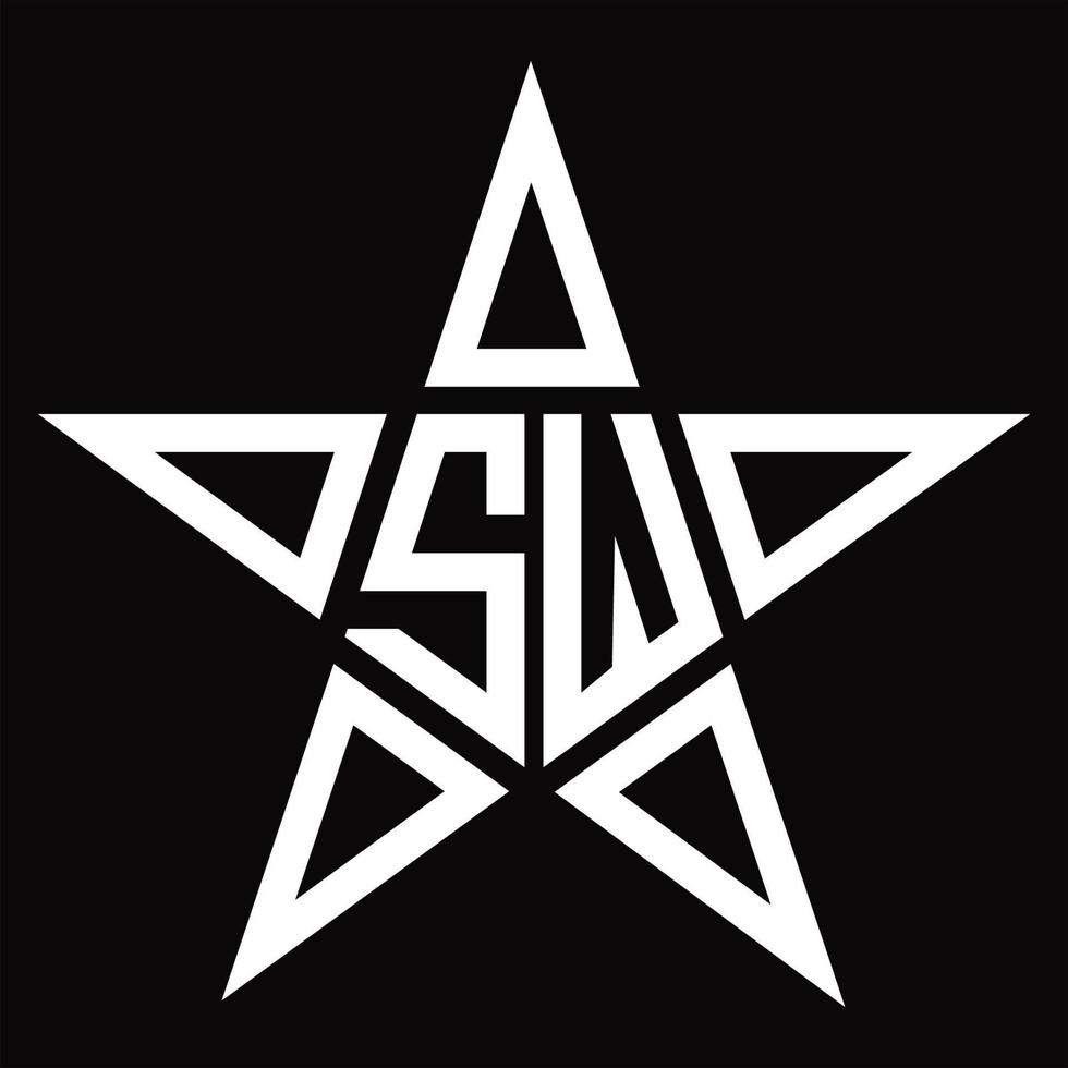 SW Logo monogram with star shape design template vector
