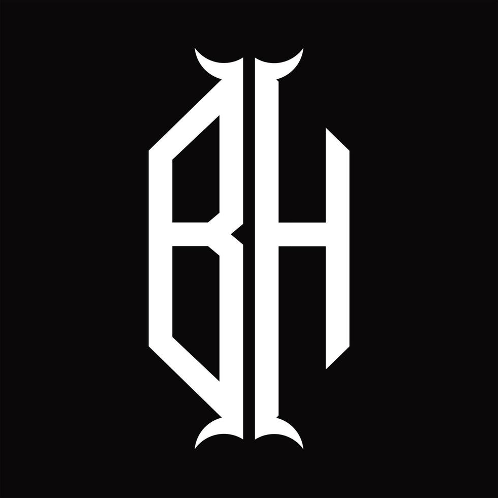BH Logo monogram with horn shape design template vector