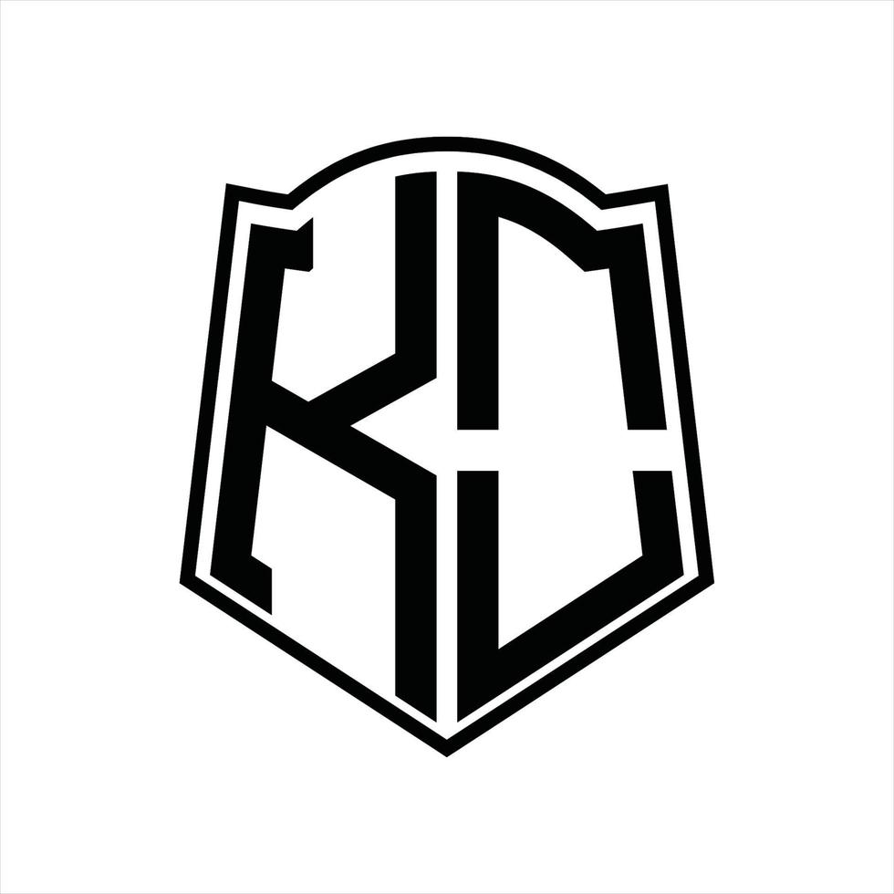 monograma del logotipo ko con plantilla de diseño de esquema de forma de escudo vector