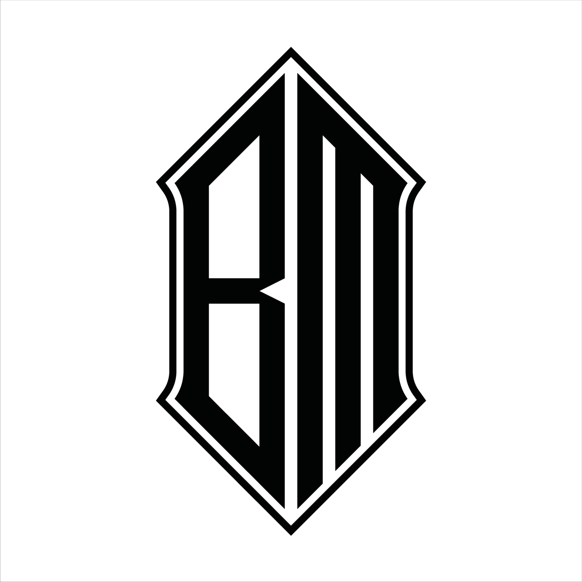 BM Logo monogram letter with shield and slice style design