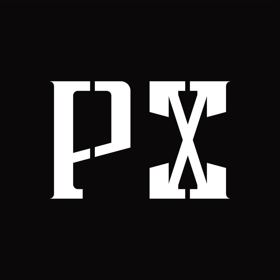 PX Logo monogram with middle slice design template vector