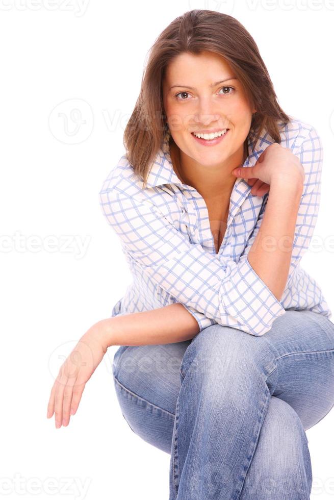 Woman sitting down photo