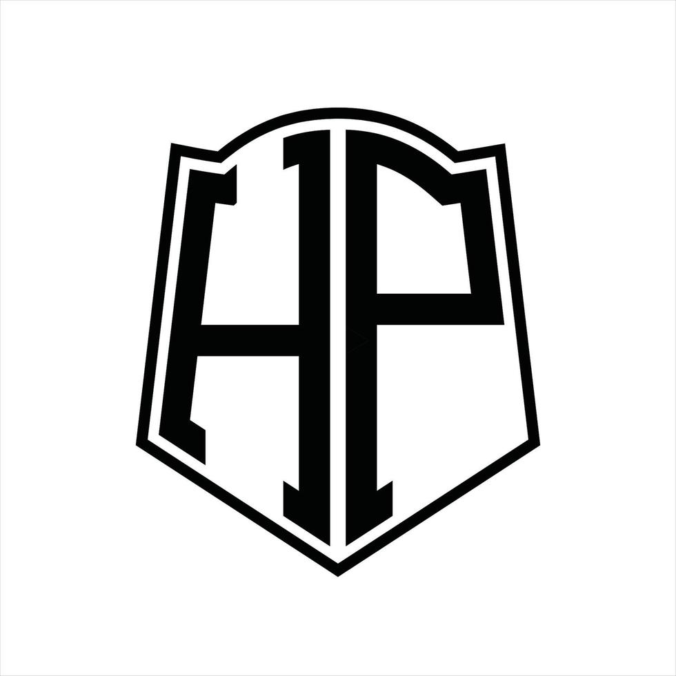 HP Logo monogram with shield shape outline design template vector