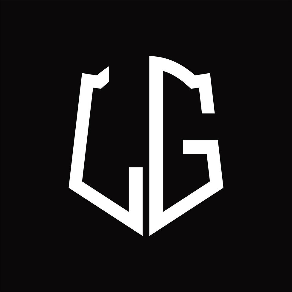 monograma del logotipo de lg con plantilla de diseño de cinta en forma de escudo vector
