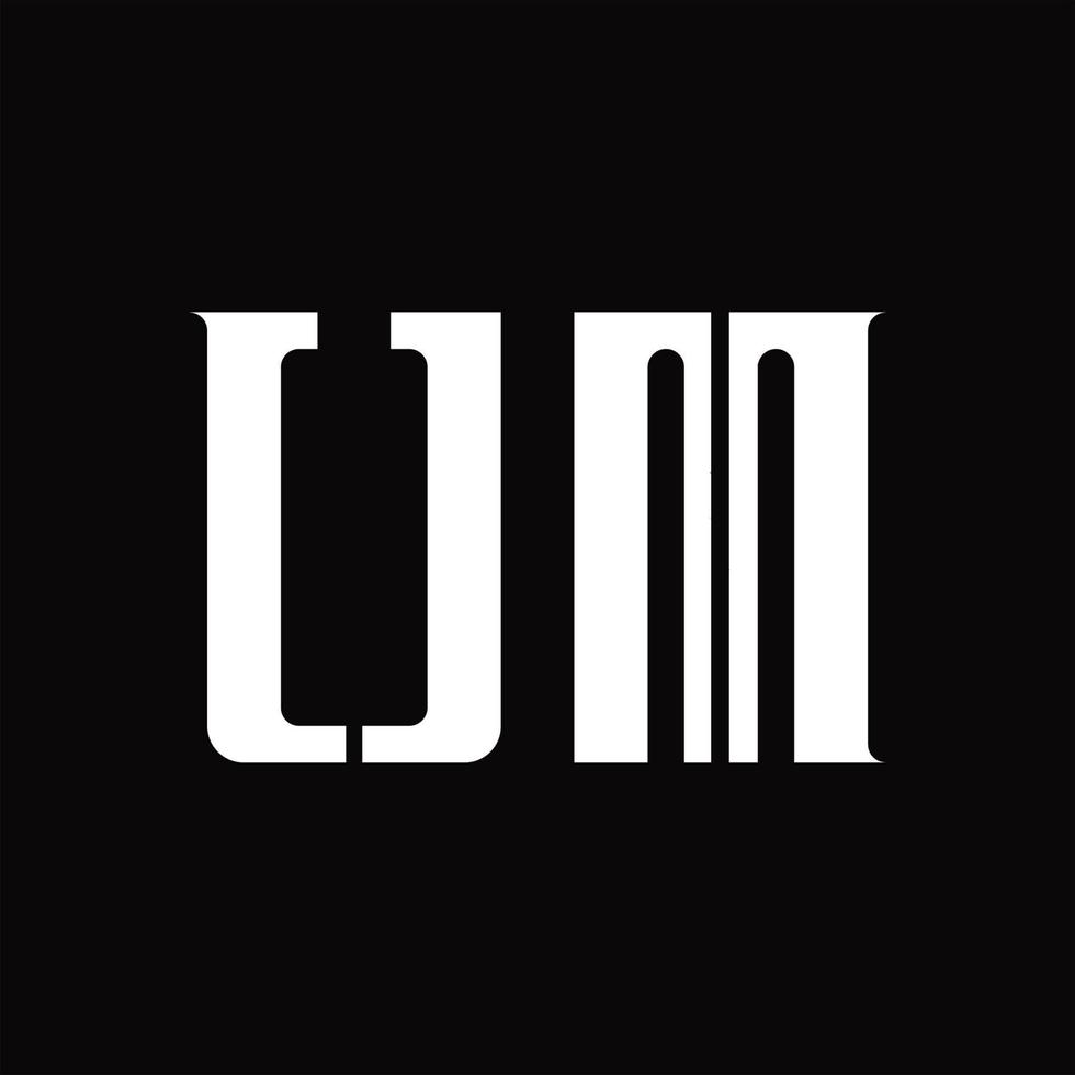 UM Logo monogram with middle slice design template vector