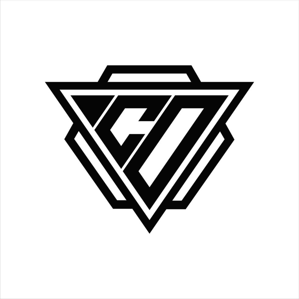 CO Logo monogram with triangle and hexagon template vector
