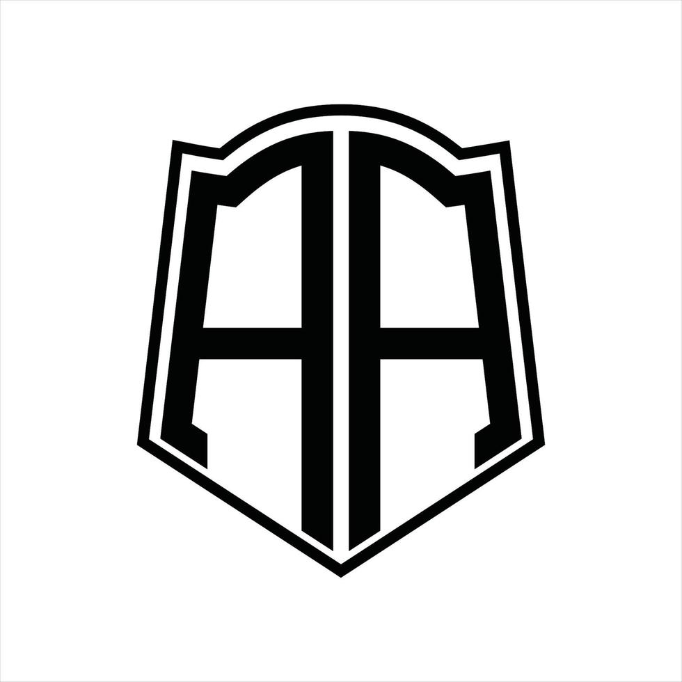 Logo monogram with shield shape outline design template vector