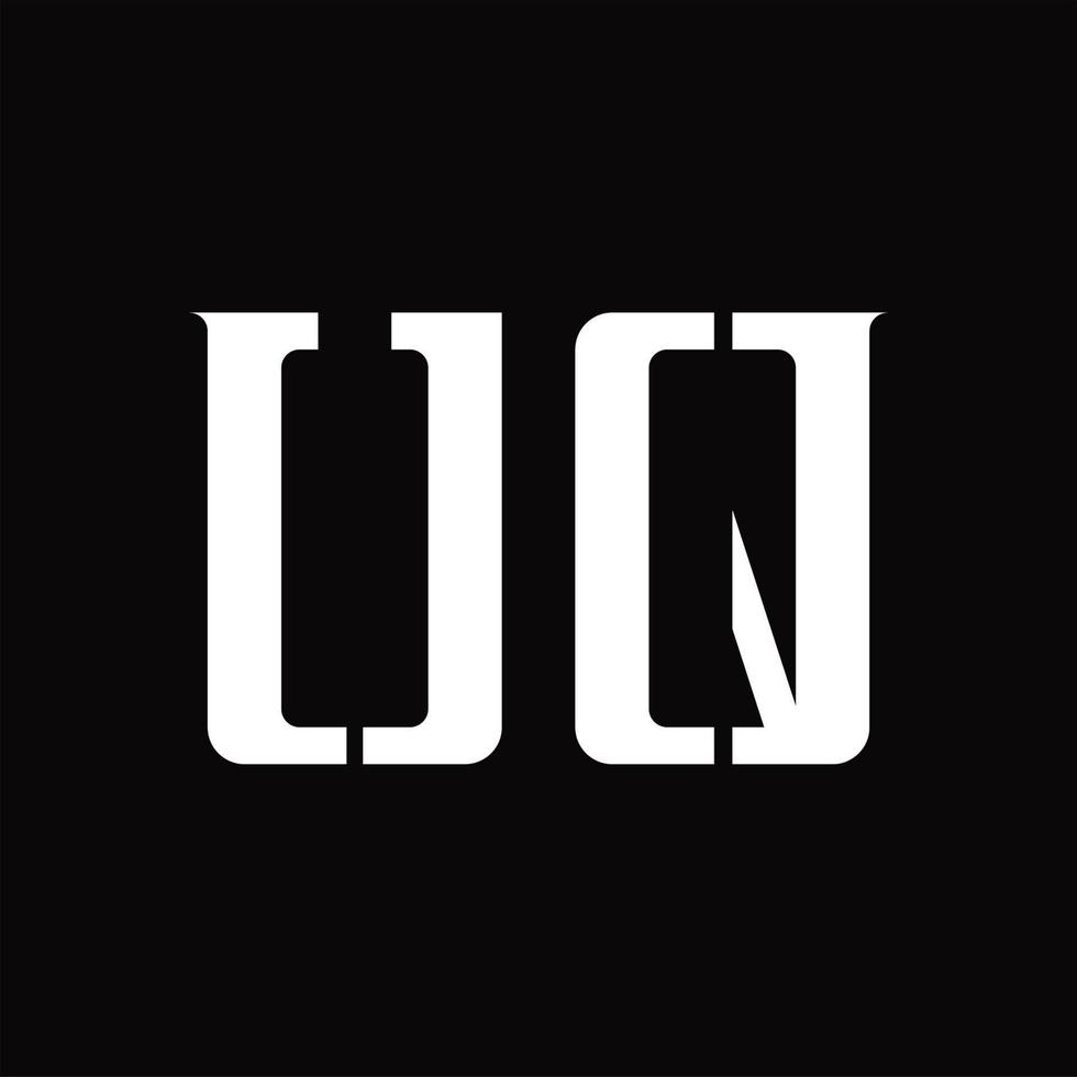 monograma de logotipo uq con plantilla de diseño de corte medio vector