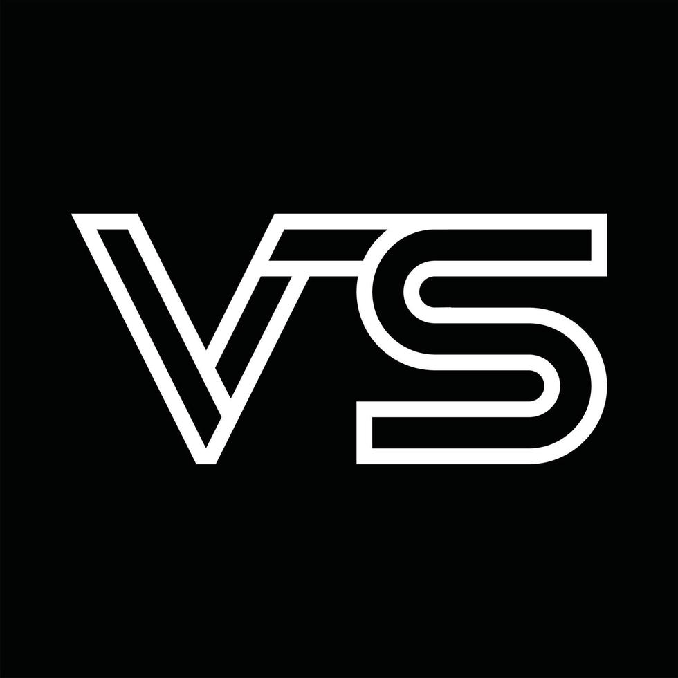 vs logo monograma con espacio negativo de estilo de línea vector