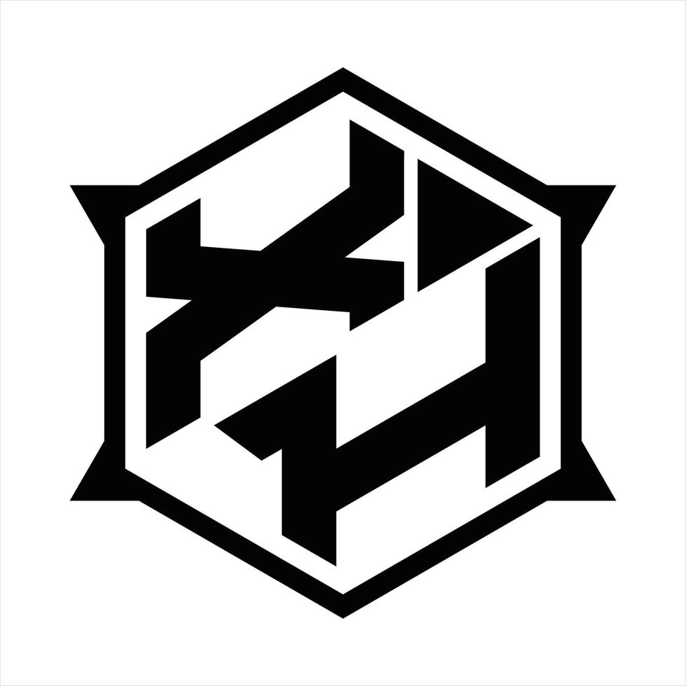 plantilla de diseño de monograma de logotipo xh vector