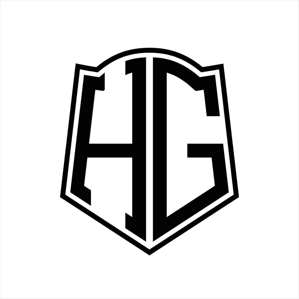 HG Logo monogram with shield shape outline design template vector