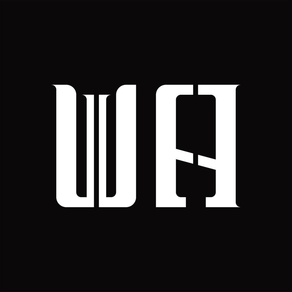 monograma del logotipo wa con plantilla de diseño de corte medio vector