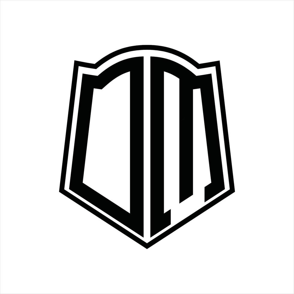 Logo monogram with shield shape outline design template vector