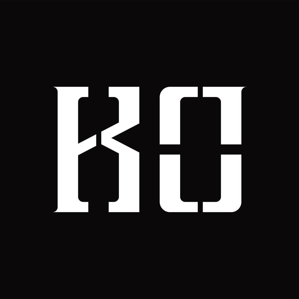monograma de logotipo ko con plantilla de diseño de corte medio vector