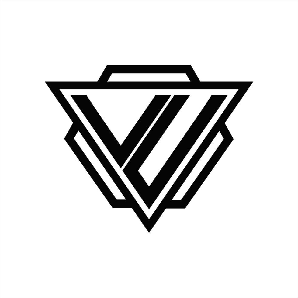 VU Logo monogram with triangle and hexagon template vector