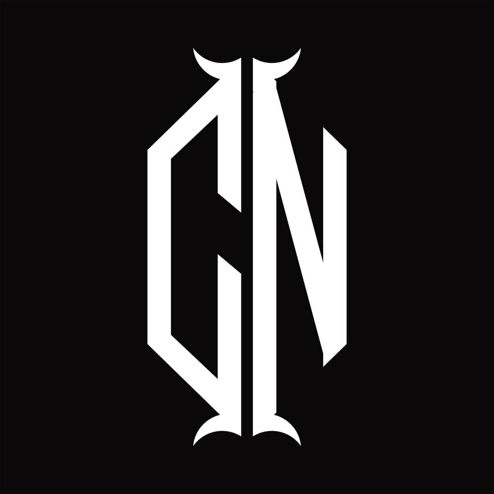 CN Logo monogram with horn shape design template vector