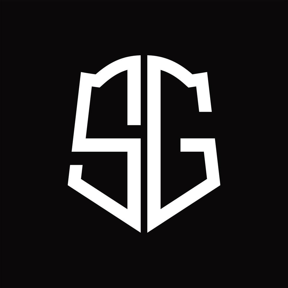 monograma del logotipo sg con plantilla de diseño de cinta en forma de escudo vector