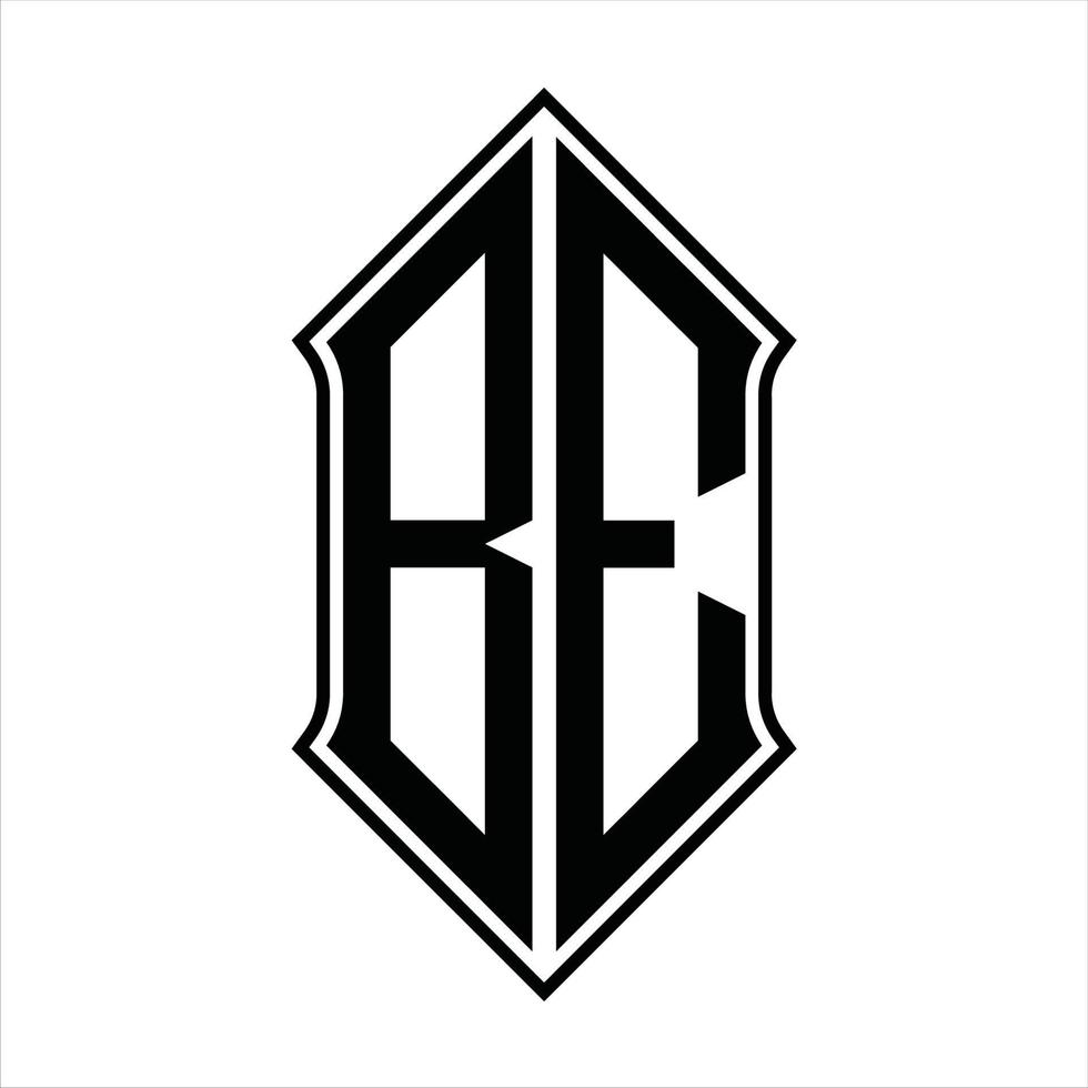 BE Logo monogram with shieldshape and outline design template vector icon abstract