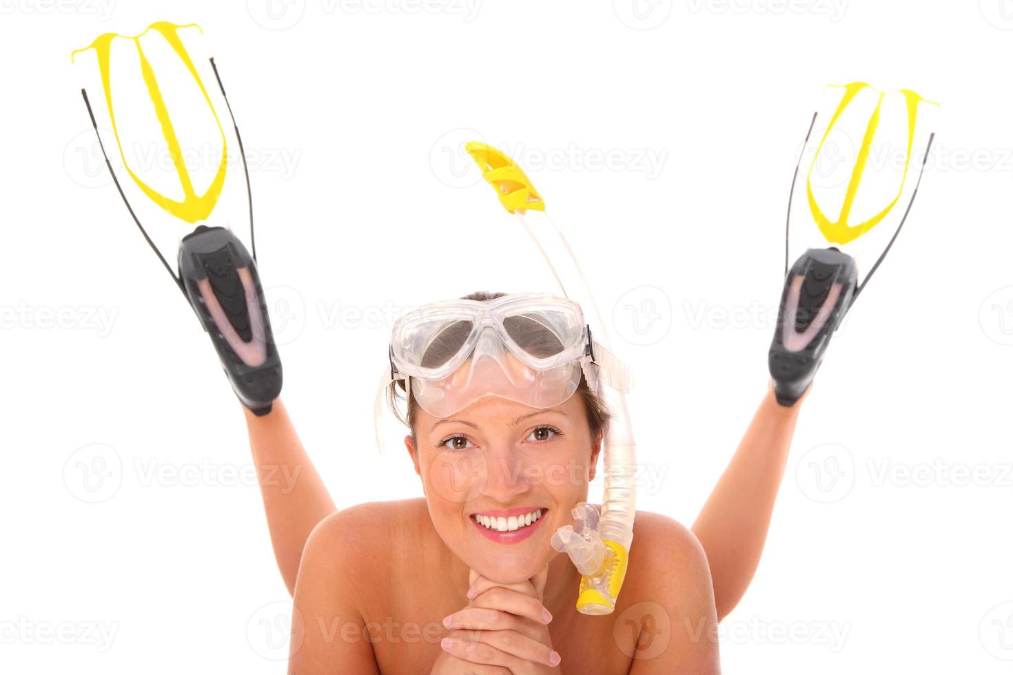 Happy woman snorkeling photo
