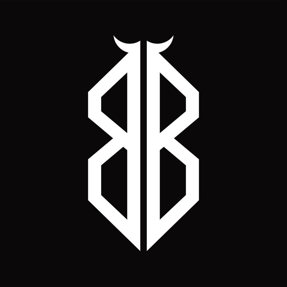 BB Logo monogram with horn shape isolated black and white design template vector