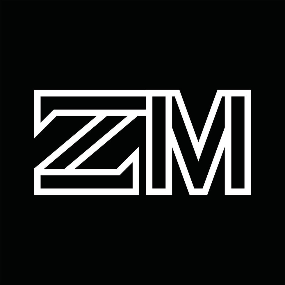 ZM Logo monogram with line style negative space vector