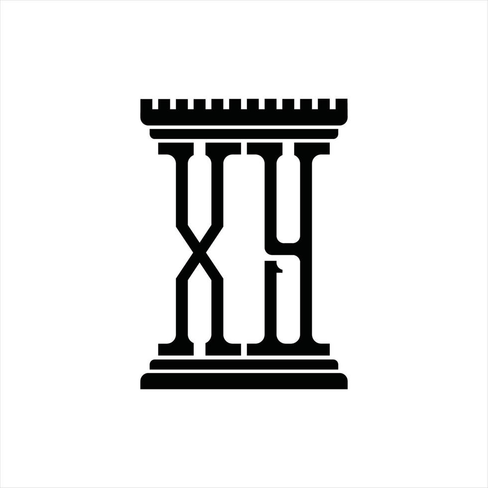 monograma del logotipo xy con plantilla de diseño de forma de pilar vector