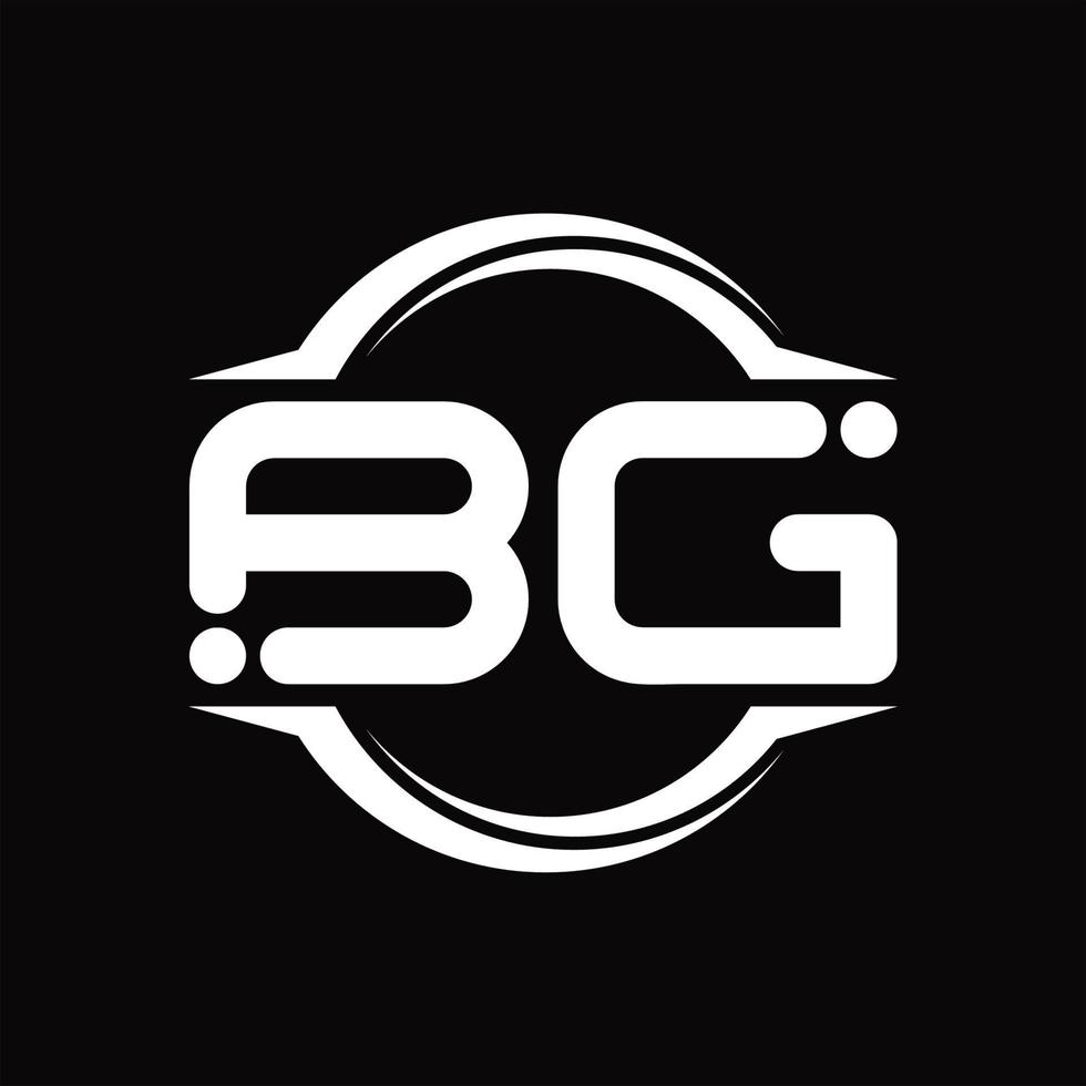monograma de logotipo bg con plantilla de diseño de forma de corte redondeado circular vector