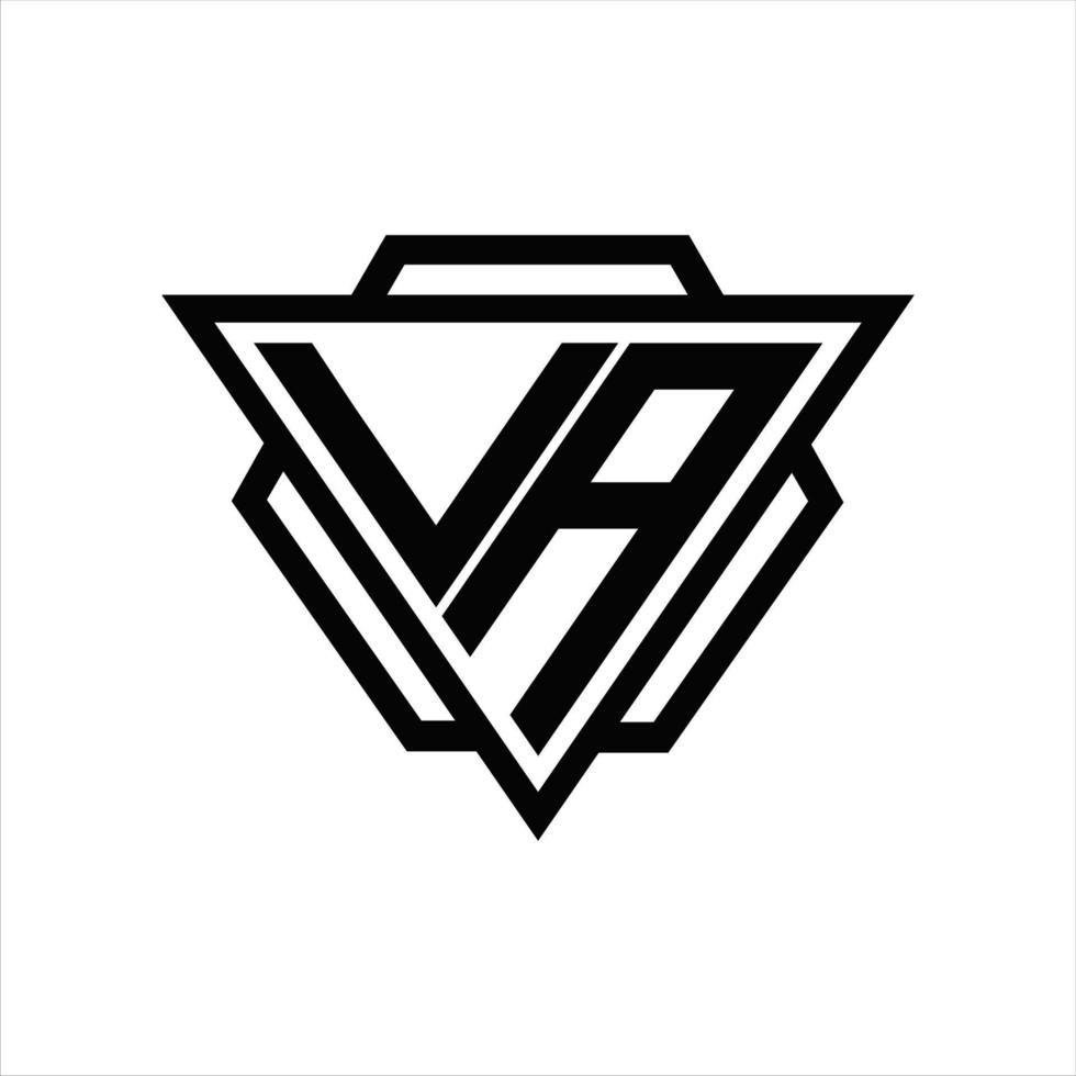 monograma del logotipo va con plantilla de triángulo y hexágono vector
