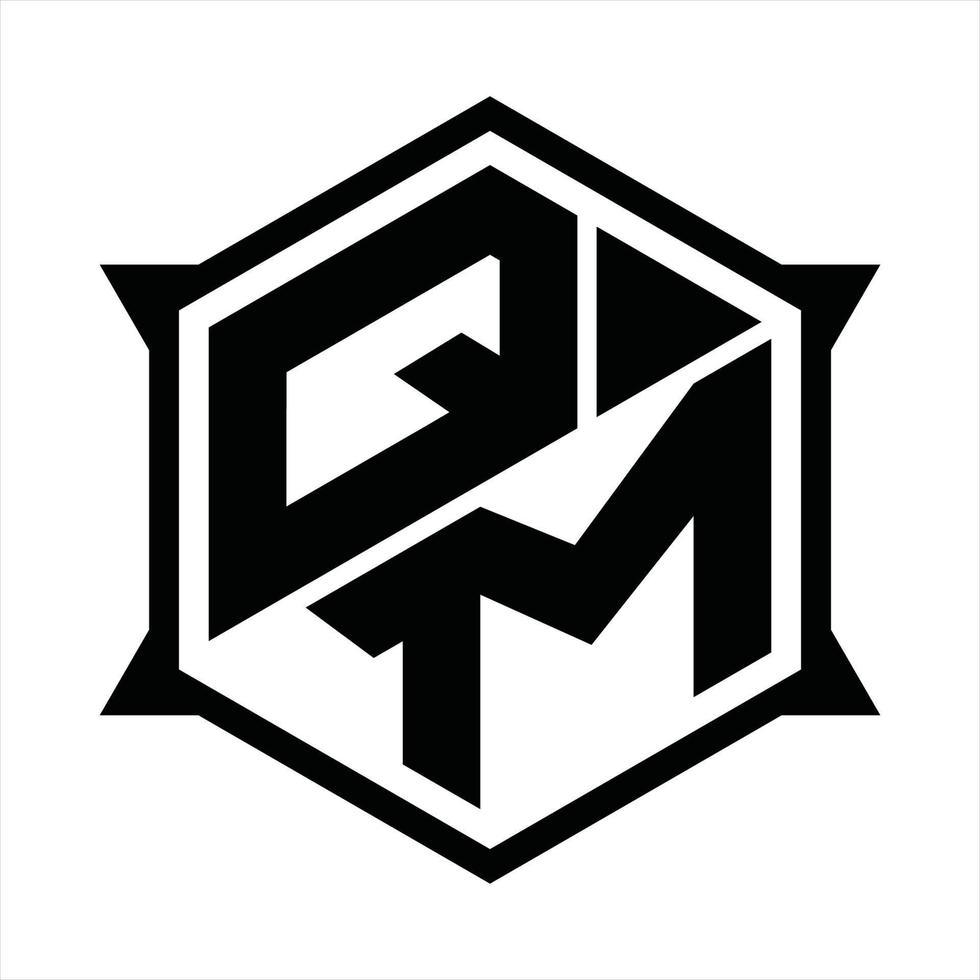 plantilla de diseño de monograma de logotipo qm vector