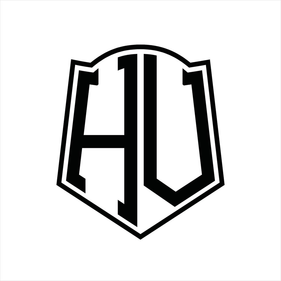 HV Logo monogram with shield shape outline design template vector