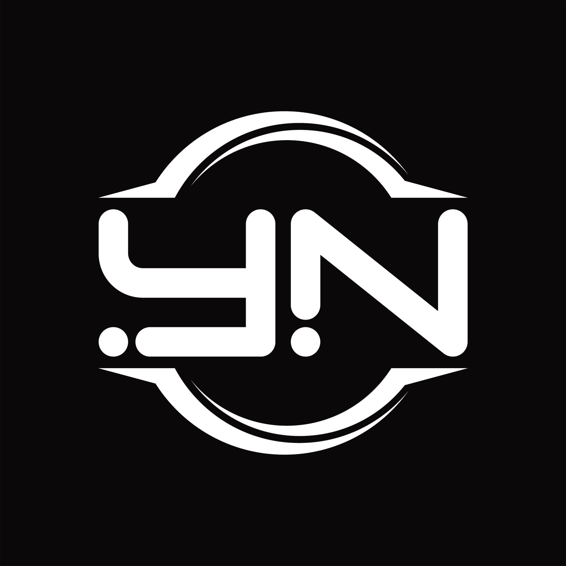 YN Logo monogram with circle rounded slice shape design template
