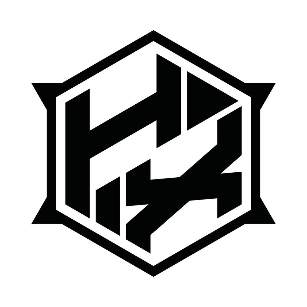 plantilla de diseño de monograma de logotipo hx vector