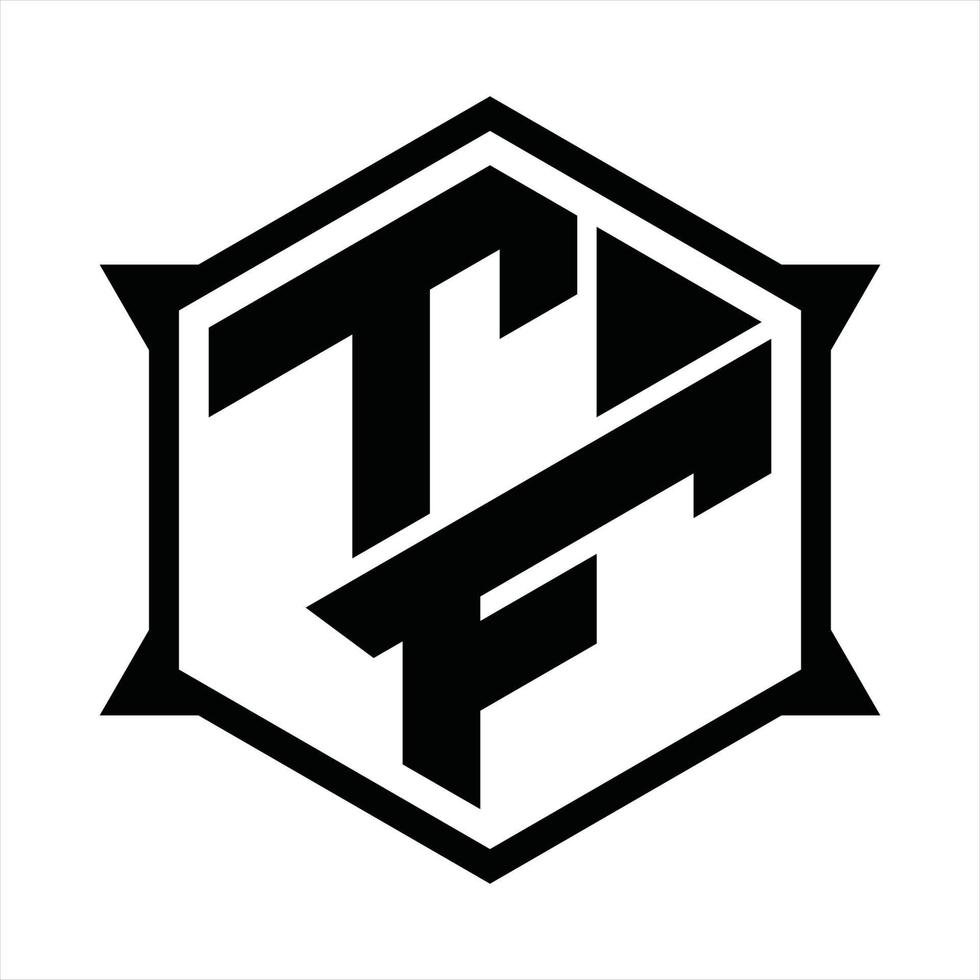 plantilla de diseño de monograma de logotipo tf vector